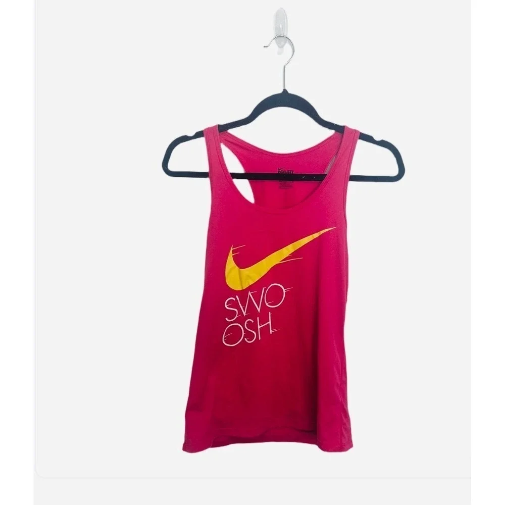 Nike Dri-Fit Hot Pink Swoosh Athletic Racer Back Tank Size Small